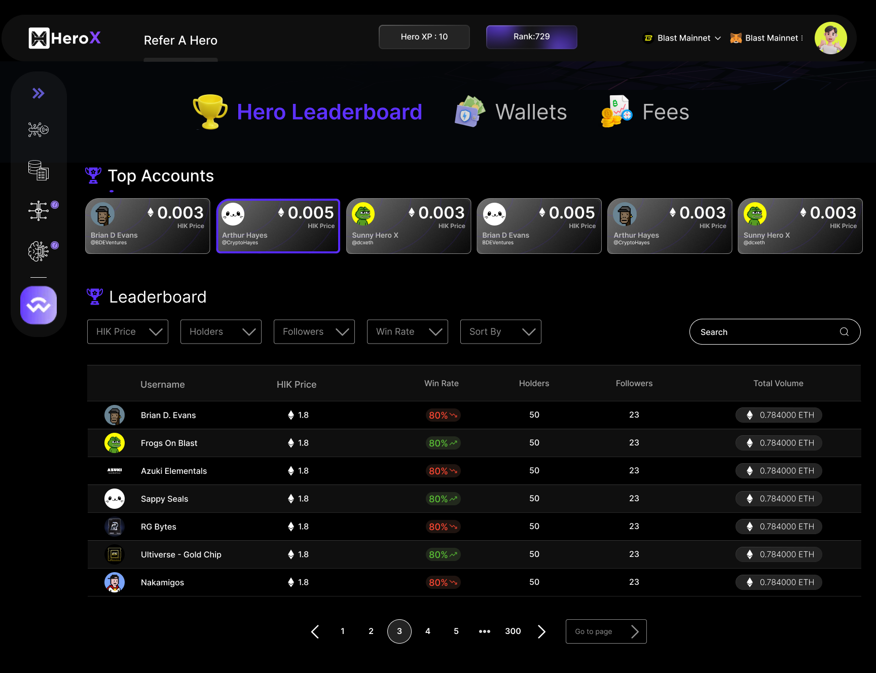 hero dashboard